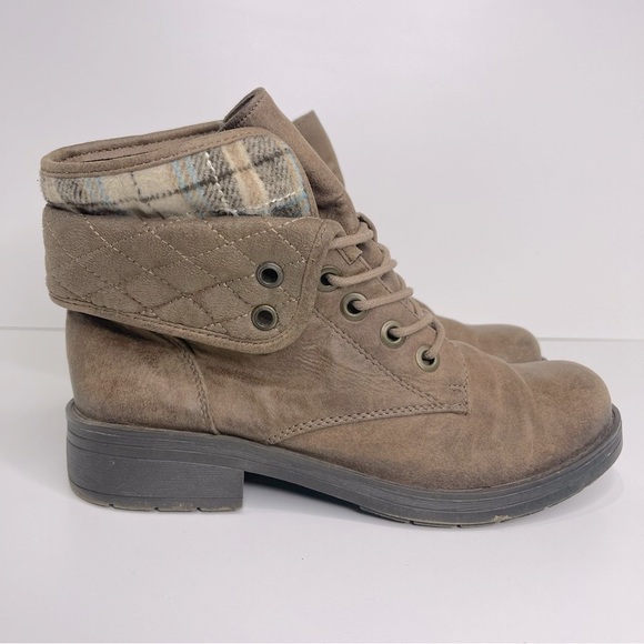 Austin Women’s 8 Brown Blue Fleece Upper Layered Round Toe Lace Up Casual Boots - Picture 5 of 15